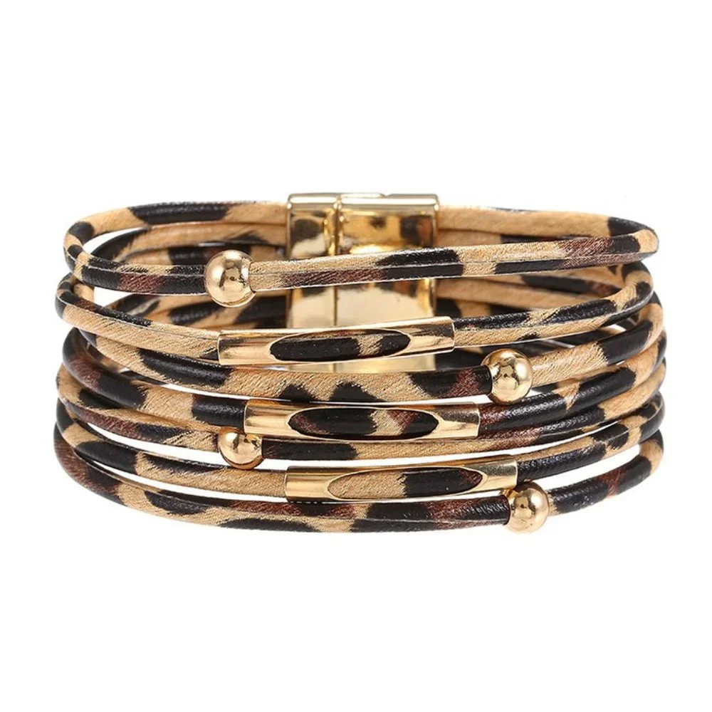 Brand New Bohemian Style Cheetah Bangle Bracelet - Picture 1 of 1